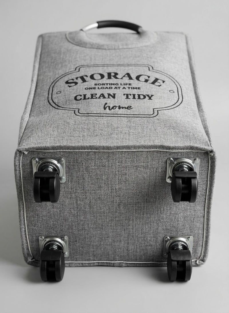 1Chase Rolling Laundry Basket 40L – Foldable Fabric Clothes Hamper with Wheels & Aluminium Handles (Grey) - Image 3