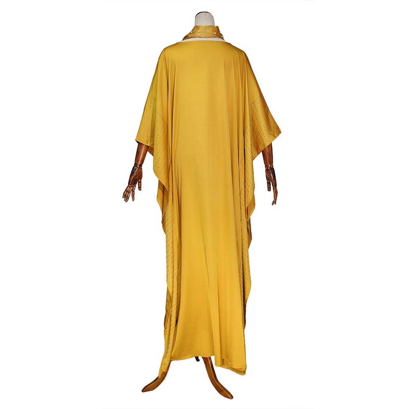 HD African Dress for Women Beading Rhinestone Gold Kaftan Maxi Dress One Size Fit All - Image 4