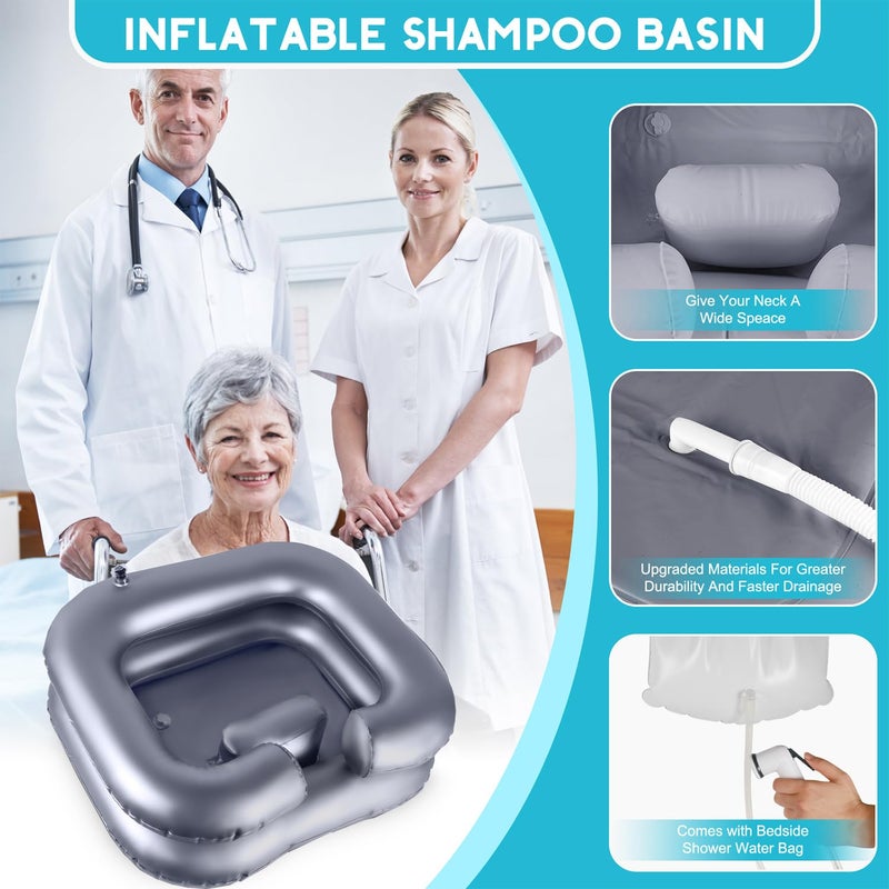 HYLCWTH Inflatable Shampoo Basin, Loc Detox Tub for Dreads, Shampoo Buddy Bowl for Bedridden, Disabled,Injured with 2.5 GL Portable Water Shower Bagï¼ˆSilveryï¼‰ - Image 5