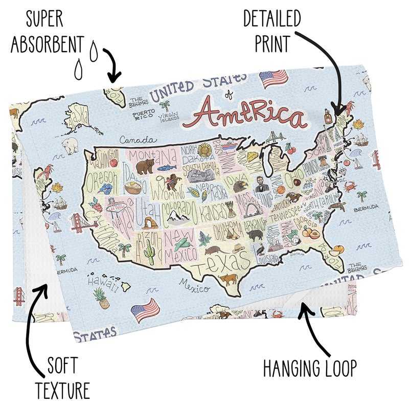 Fish Kiss Fish Kiss 16""x24"" New York Map Towel is 100% Microfiber Waffle Weave Help You Explore in Detail - Our Super Absorbent & Soft  Machine Washable State Map Towel is Stain & Wrinkle Resistant - Image 4