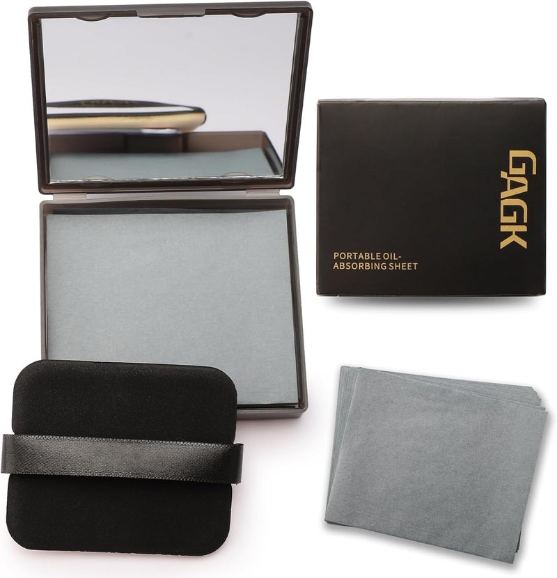 أوراق امتصاص الزيت من إيريندي للوجه مع مرآة وبوف، 200 ورقة من ورق امتصاص الزيت للبشرة الدهنية، أوراق امتصاص الزيت للوجه، فيلم التحكم في الزيت الطبيعي، امتصاص الزيت الزائد، فحم الخيزران