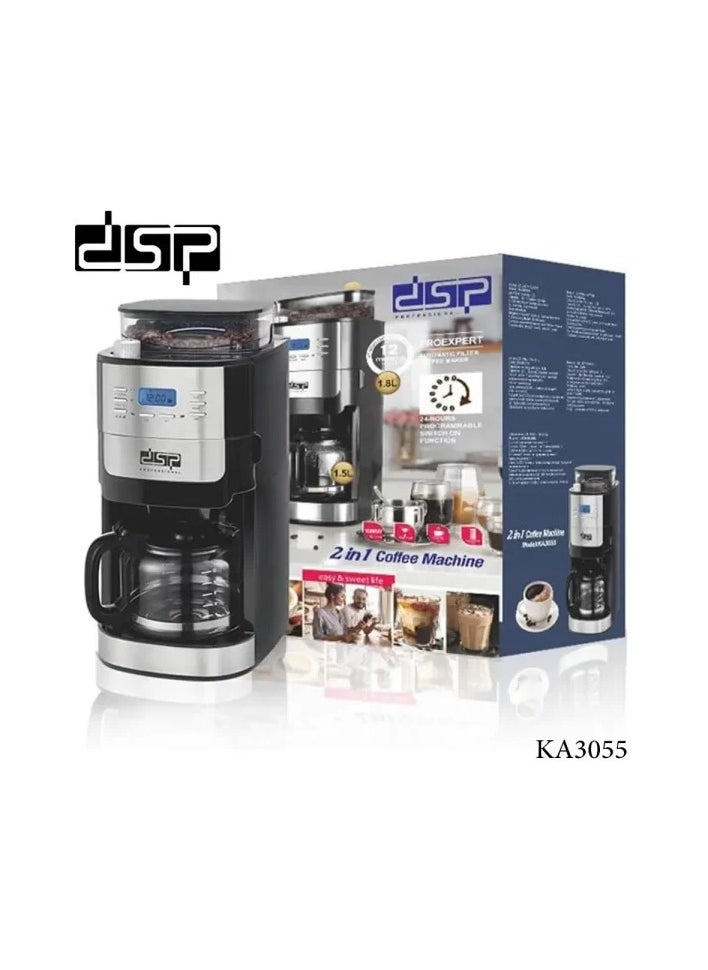 DSP DSP Coffee Maker, coffee machine, 1000W, 2-in-1 Coffee Machine with Grinder - 12 Cup Capacity, 24-Hour Programmable, Adjustable Coffee Strength, KA3055  - Image 5