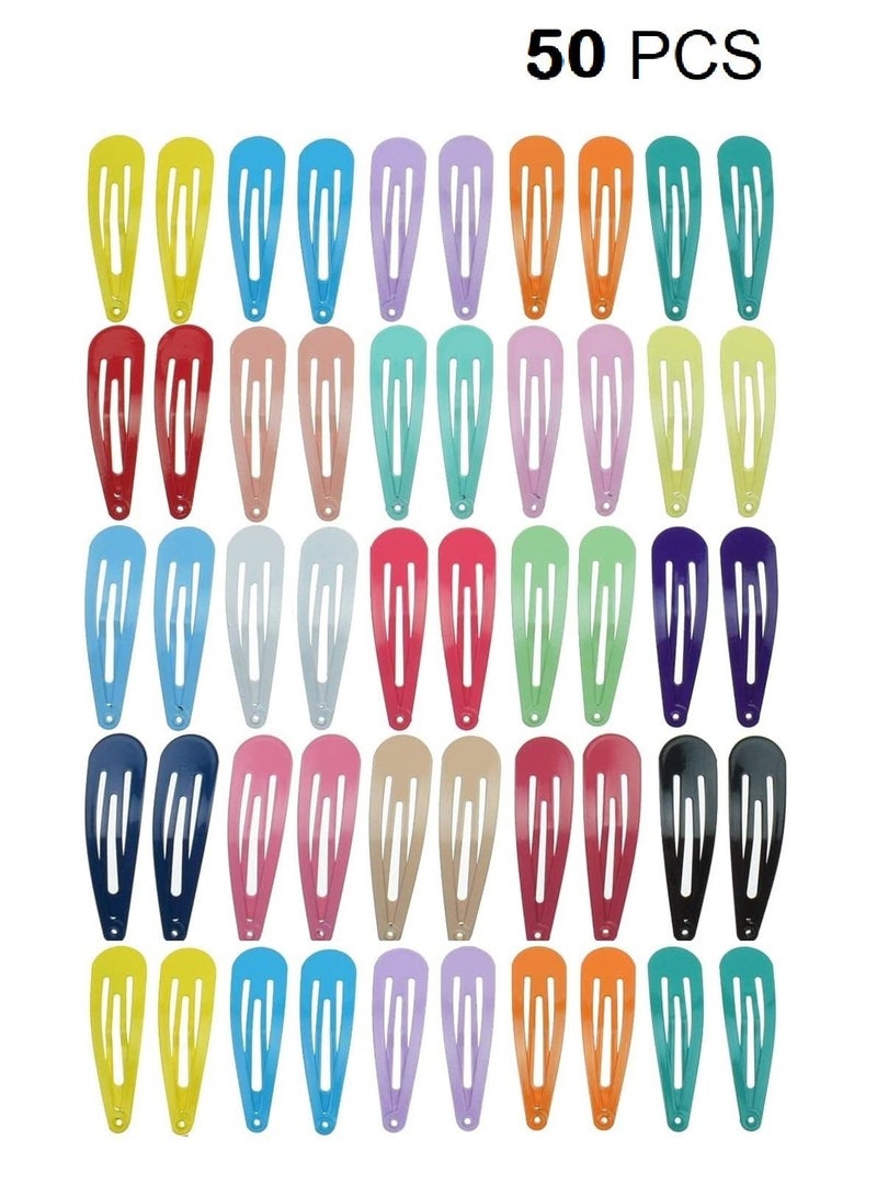 MARGOUN 50Pcs Snap Hair Clip Metal Non Slip Multicolor Hair Barrette Girls Women Hair Accessories - Image 1