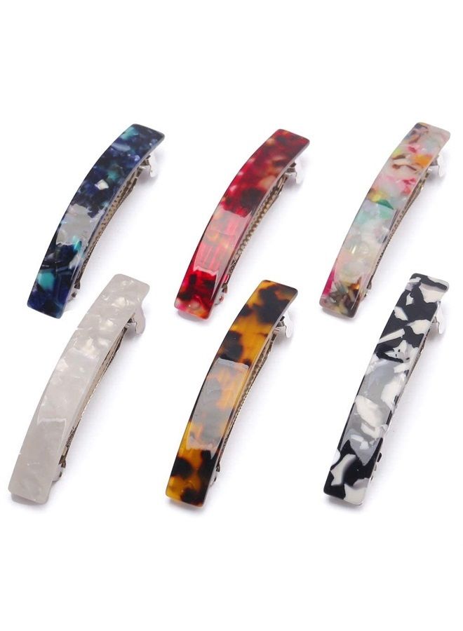 SUMAJU 6 Pcs Tortoise Shell Hair Barrettes, Mother's Day Gifts Acetate Hair Barrettes Acrylic Hair Barrettes French Design Hair Clips Automatic Hair Clip for Women Ladies - Image 1