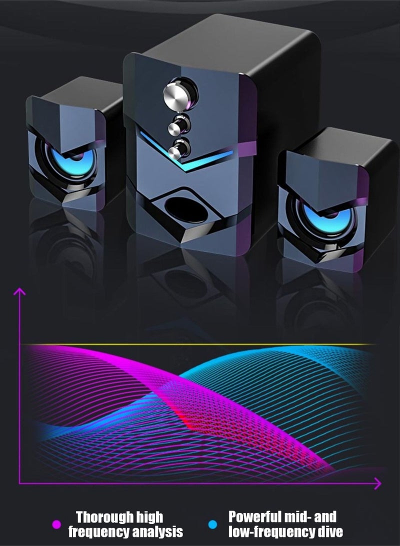 High quality wired computer speakers, illuminated speakers, monochrome ambient light, multifunctional speakers, shocking subwoofer, dual-frequency tweeter independent bass, theater-grade 3D stereo sound, can be adapted to laptops/TVs/desktop computers, plug-and-play  - Image 5