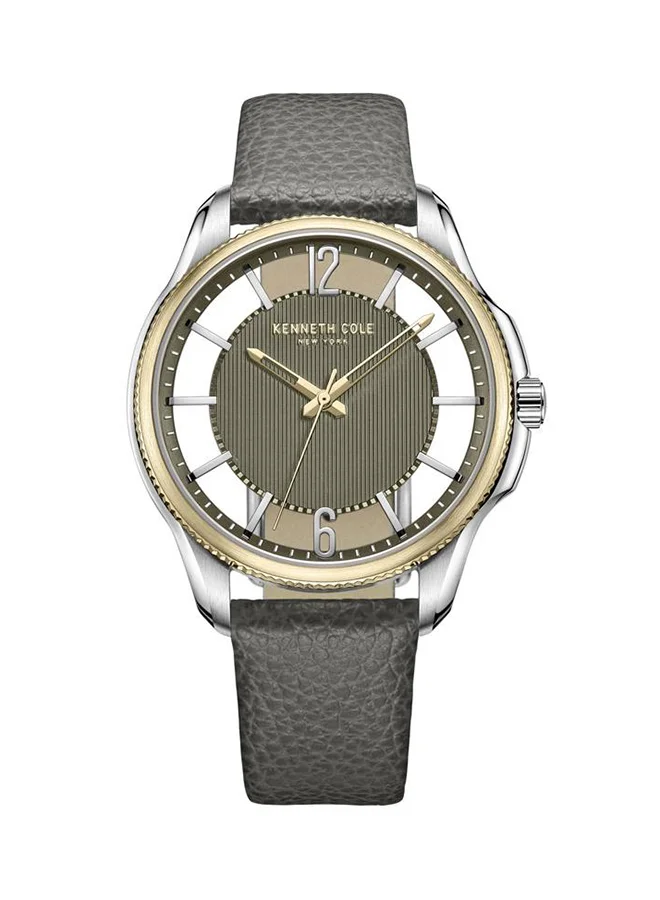 Kenneth Cole New York Watch For Men With Grey Genuine Leather Strap 42mm