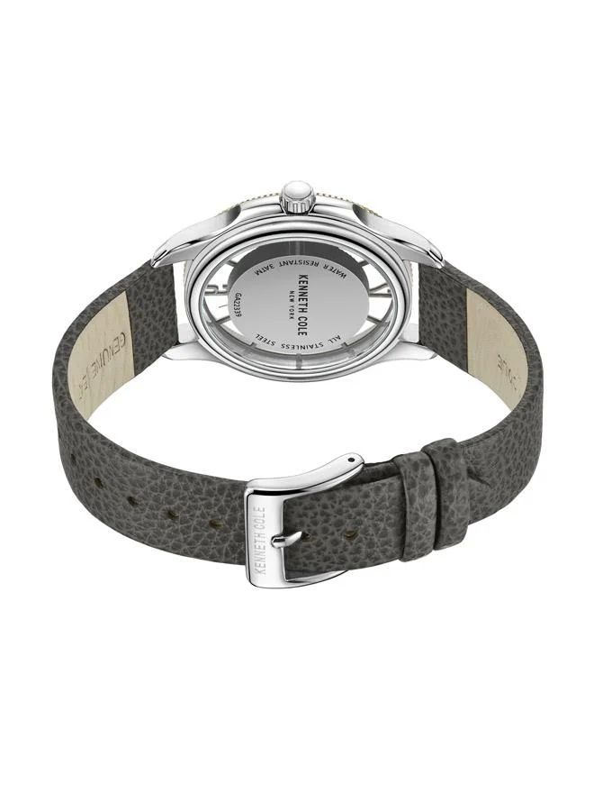 Kenneth Cole New York Watch For Men With Grey Genuine Leather Strap 42mm