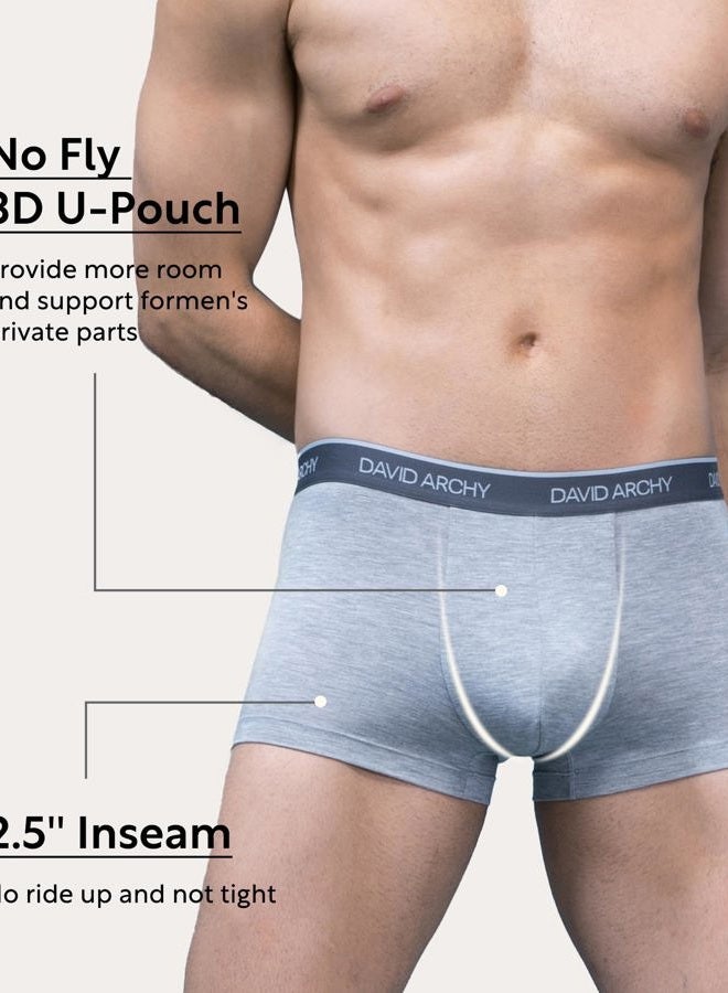 DAVID ARCHY Men's Underwear Ultra Soft Comfy Breathable Bamboo Rayon Trunks in 4 or 7 Pack, Black/Dark Gray/Green/Gray-4 Pack, XL - Image 4