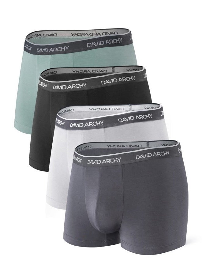 DAVID ARCHY Men's Underwear Ultra Soft Comfy Breathable Bamboo Rayon Trunks in 4 or 7 Pack, Black/Dark Gray/Green/Gray-4 Pack, XL - Image 1