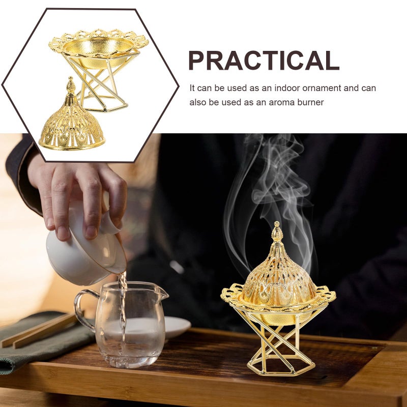 Vintage Arabic Metal Incense Burner Holder Retro Cone Censer For Home Office Decor - Image 4