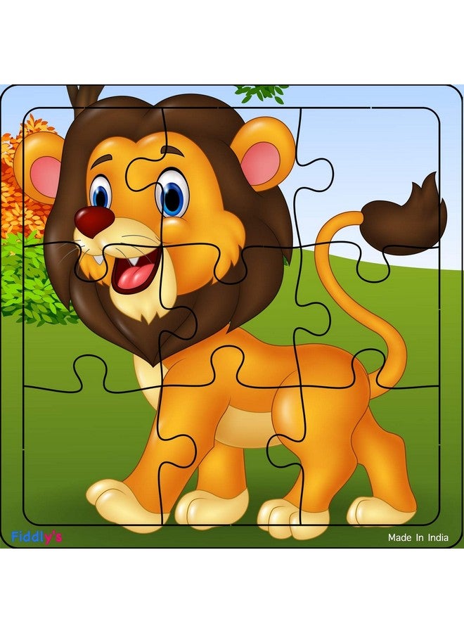 Fiddlys Fiddly's Wood Jigsaw Puzzles for Kids & Children - 9 Pieces (Animal & Sea - Pack of 6) for Age 3+