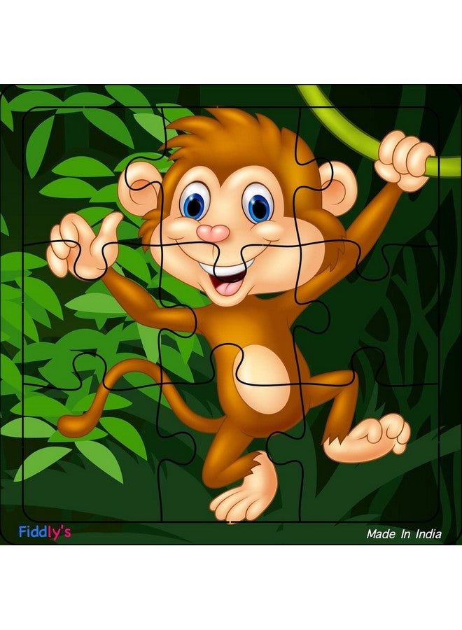 Fiddlys Fiddly's Wood Jigsaw Puzzles for Kids & Children - 9 Pieces (Animal & Sea - Pack of 6) for Age 3+