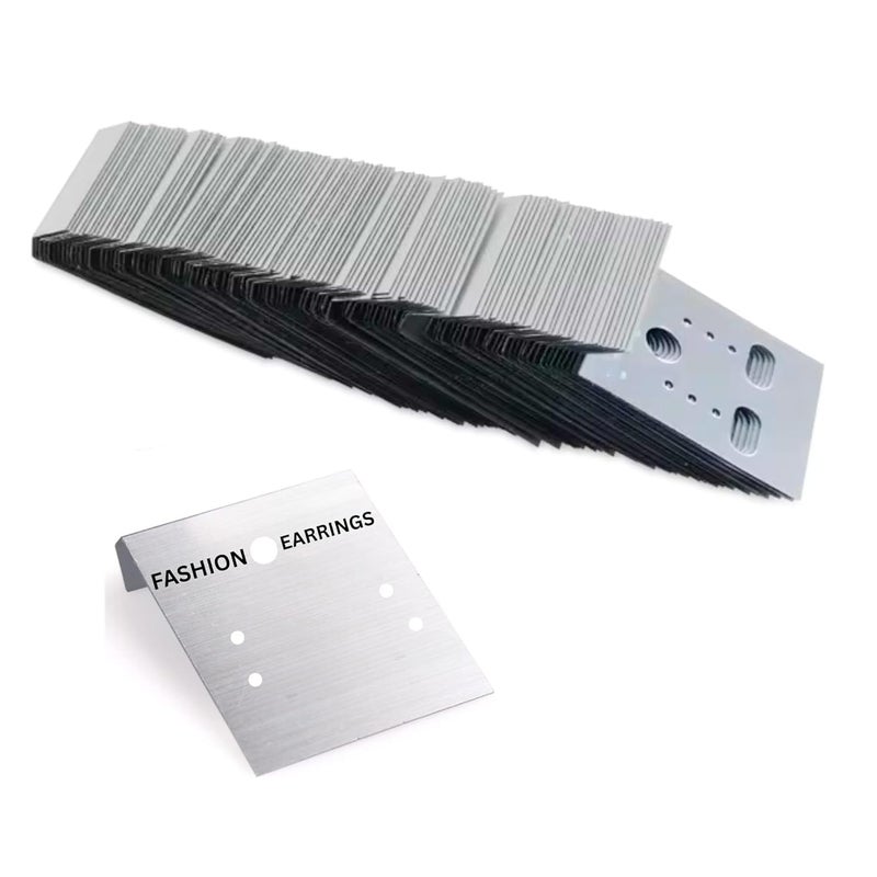ST logo 100 Pcs Plastic Jewelry Earring Display Cards Ear Stud Plastic Earring Card Holder Jewelry Organizer Jewelry Packaging DIY Holder (100 Pcs silver) - Image 1