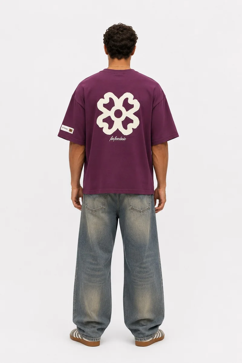 RESPIRE Men's Oversize T-Shirt with Embroidered Details, Cherry Red