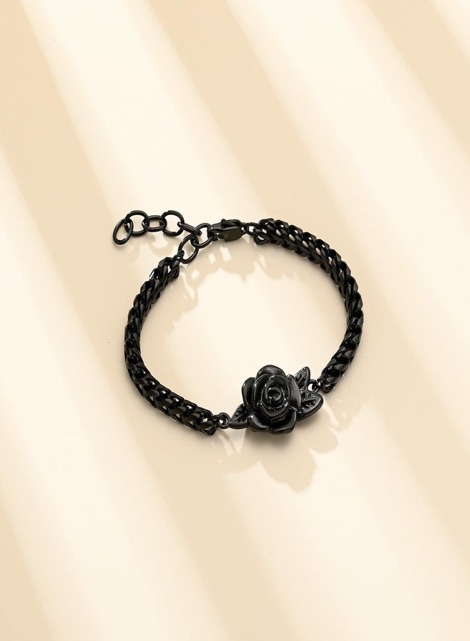 Minicremation Women's Adjustable Rose Urn Bracelet Ashes Holder Memorial Elegant Link Chain Keepsake Cremation Bangle to Hold Ashes (Black-A) - Image 5