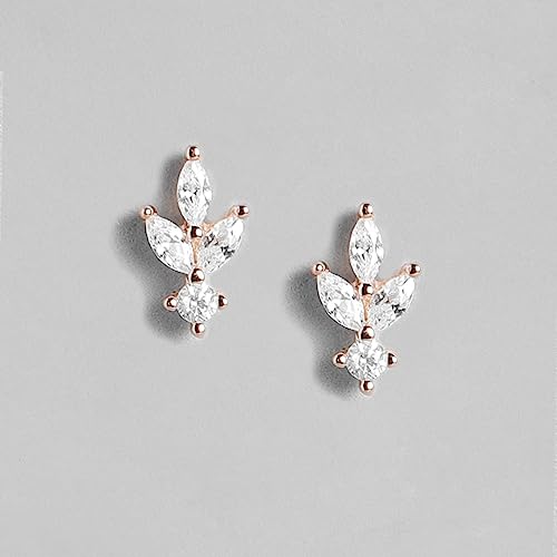 ZAVYA 925 Sterling Silver Cubic Zirconia CZ Designer Leaf Rose Gold Plated Stud Earrings | With Certificate of Authenticity & 925 Hallmark | Gift for Women & Girls - Image 4