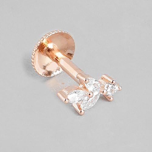 ZAVYA 925 Sterling Silver Cubic Zirconia CZ Designer Leaf Rose Gold Plated Stud Earrings | With Certificate of Authenticity & 925 Hallmark | Gift for Women & Girls - Image 5