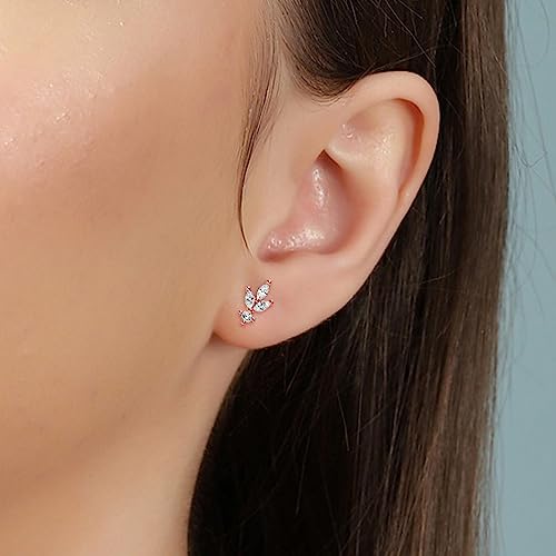 ZAVYA 925 Sterling Silver Cubic Zirconia CZ Designer Leaf Rose Gold Plated Stud Earrings | With Certificate of Authenticity & 925 Hallmark | Gift for Women & Girls - Image 3
