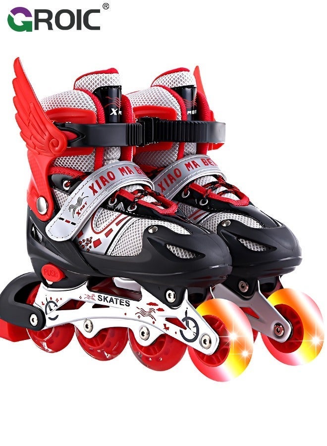 GROIC Kids Roller Skates, Adjustable Inline Skates Women Size, for Outdoor and Indoor with Light Up Flash LED Wheels, Luminous Shoes, Ages 6+ - Image 1