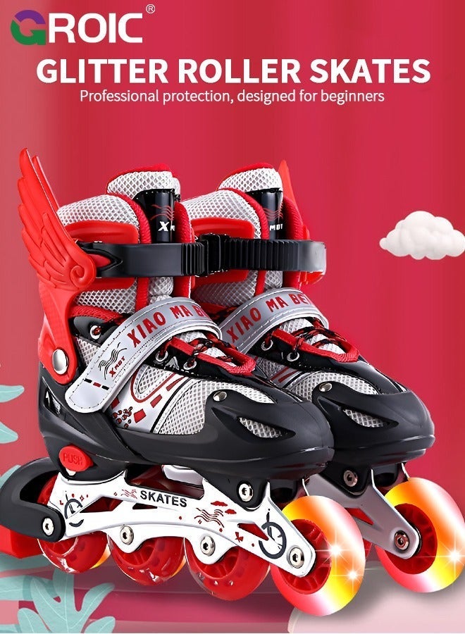 GROIC Kids Roller Skates, Adjustable Inline Skates Women Size, for Outdoor and Indoor with Light Up Flash LED Wheels, Luminous Shoes, Ages 6+ - Image 2