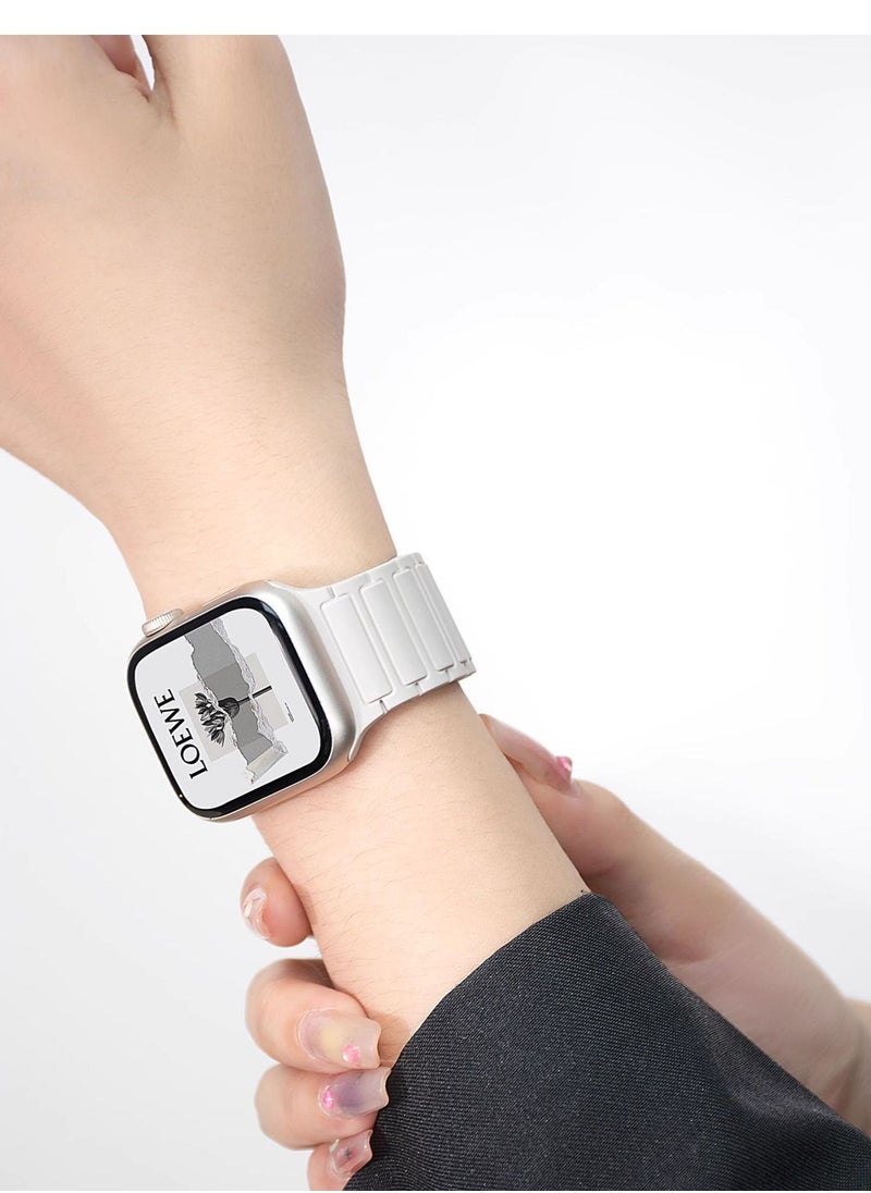 Generic - Magnetic Silicone Band for Apple Watch Ultra Ultra2/ 9 8 7 6 5 4 3 2 1 SE,Soft Silicone Waterproof Strap Wristbands Compatible with iWatch Apple Watch Series Ultra 49mm 45mm 44mm 42mm Women Men - Image 1