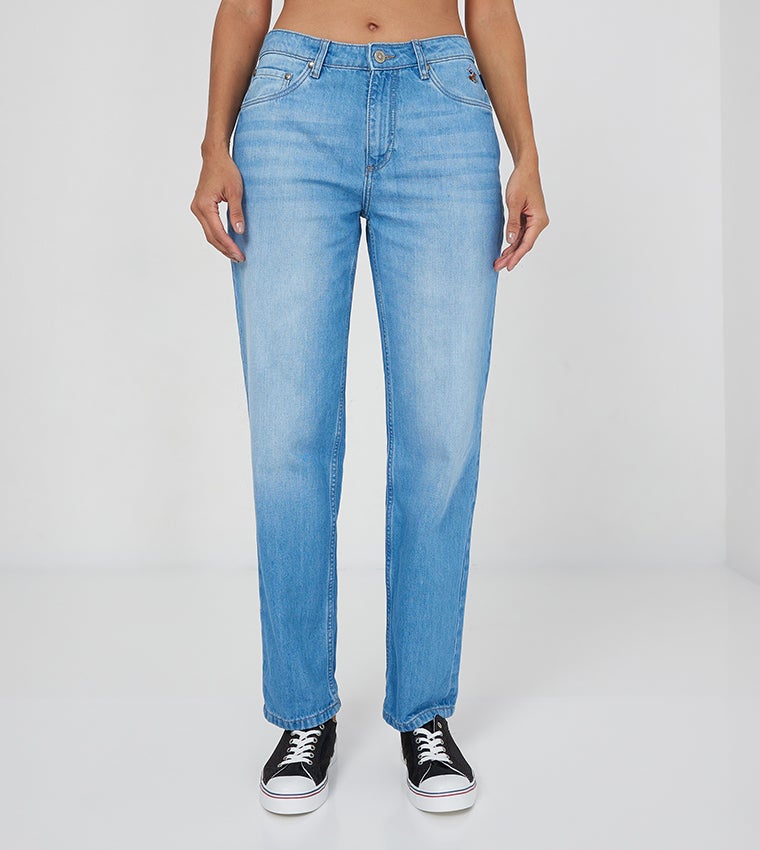BEVERLY HILLS POLO CLUB Faded Boyfriend Fit Jeans
