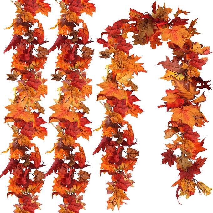 3 PACK FALL LEAF GARLAND HANGING FALL VINES AUTUMN GARLAND ARTIFICIAL MAPLE FALL LEAVES THANKSGIVING DECOR FOR HOME WEDDING FIREPLACE PARTY