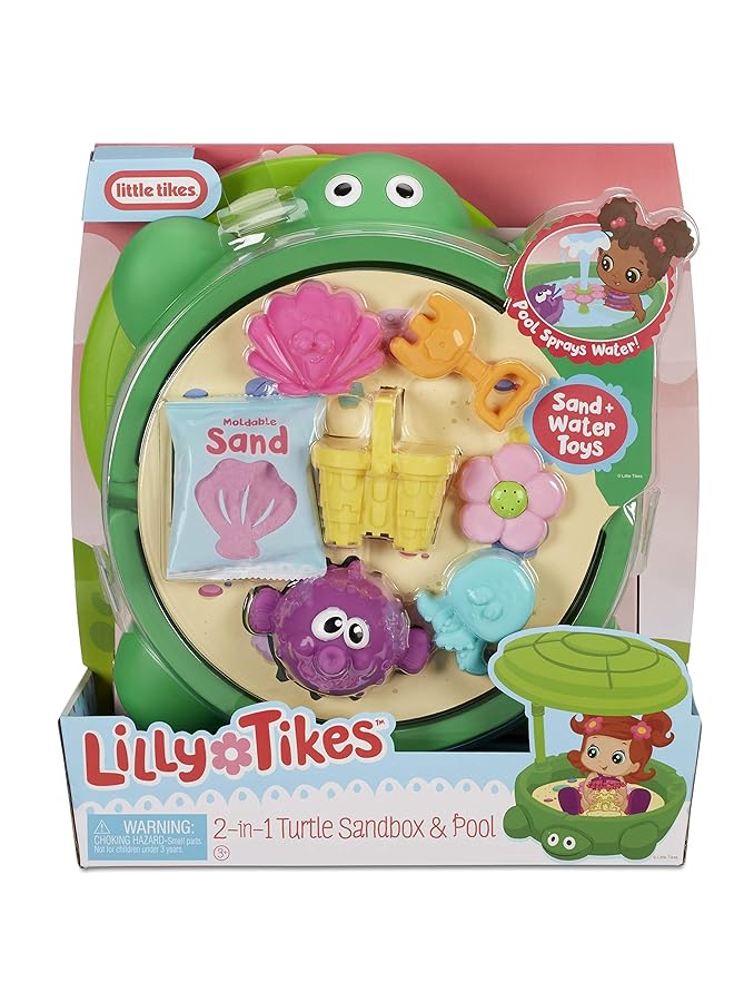 little tikes 2 In 1 Turtle Sandbox & Pool Doll Sized Outdoor Toy Playset For Lilly Ami Tommy Dolls Creative Summer Pretend Play Fun For Kids Fill With Sand Or Water Durable Plastic Base - Image 5