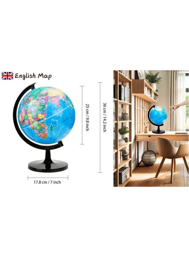 EXERZ 25cm World Globe Political Map - Educational Geographic School Globe - Self Assembled - 25cm Diameter - Image 2