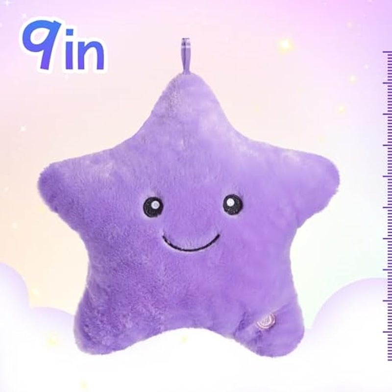 9'' LED Twinkle Star Soft Plush Pillow Toys Glowing Stuffed Star Light up Pillow Plush with Colorful Night Lights Birthday for Toddler Kids (Purple) - Image 5