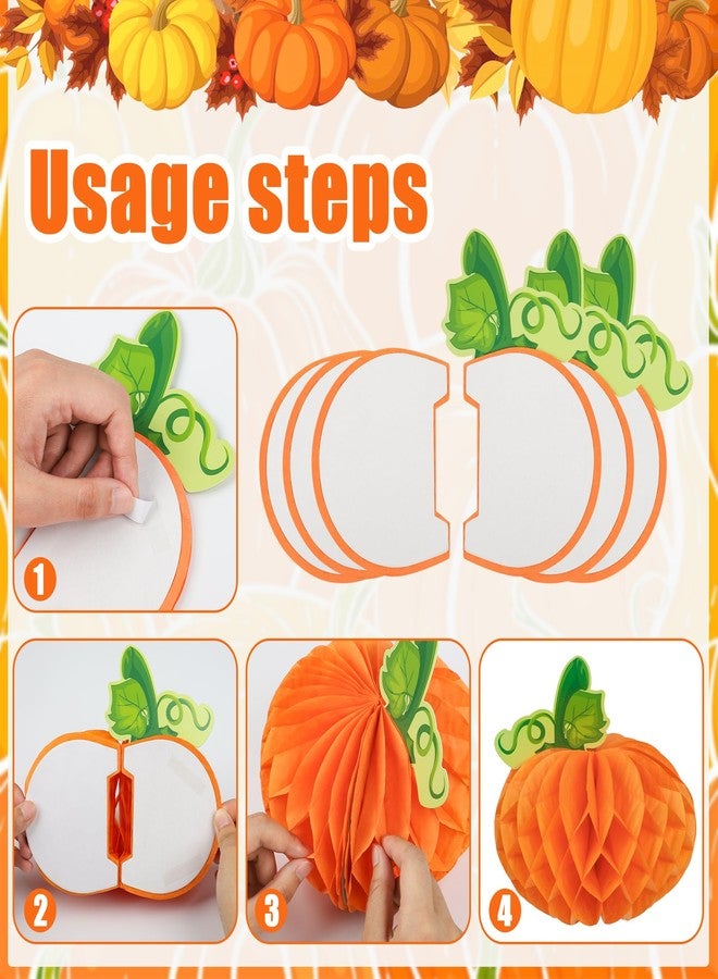 Maniaacer 22Pcs Fall Pumpkin Party Decoration Orange Paper Fans Hanging Pompom Flowers Autumn Color Paper Lanterns Hanging Swirls Honeycomb Decoration Set for Wedding Birthday Baby Shower Party Supplies - Image 4