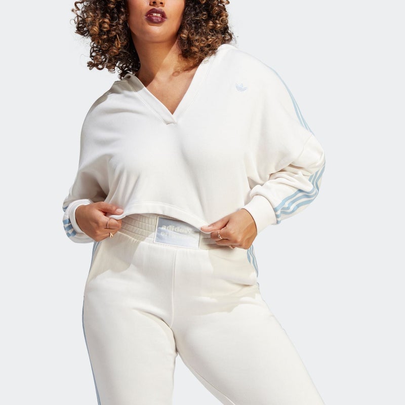 Adidas (WMNS) adidas Originals V-Neck Short Hoodie 'White' - Image 2