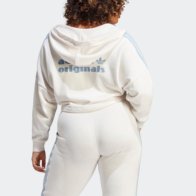 Adidas (WMNS) adidas Originals V-Neck Short Hoodie 'White' - Image 3