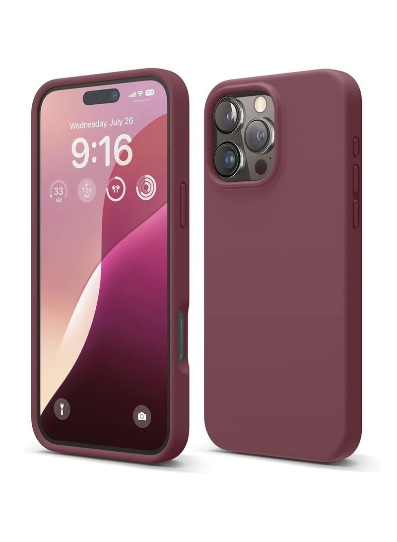 Silicone Case Compatible with iPhone 16 Pro Max, Slim Liquid Silicone Phone Case with 3-Layer Soft TPU Lining Shockproof, (Burgundy) - Image 1