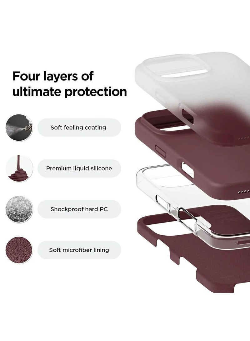 Silicone Case Compatible with iPhone 16 Pro Max, Slim Liquid Silicone Phone Case with 3-Layer Soft TPU Lining Shockproof, (Burgundy) - Image 4