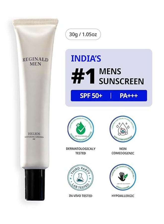 Reginald Men كريم واقي من الشمس Reginald Men SPF 50+ PA++++ (30 جرام) | تم اختباره في ظروف حقيقية | حماية واسعة النطاق من الأشعة فوق البنفسجية UVA/UVB | يمنح البشرة إشراقة وترطيبًا | خفيف الوزن، خالٍ من الزيوت، وغير لزج | حماية يومية من أشعة الشمس للرجال (عبوة سعة 1,30 جرام) - Image 2
