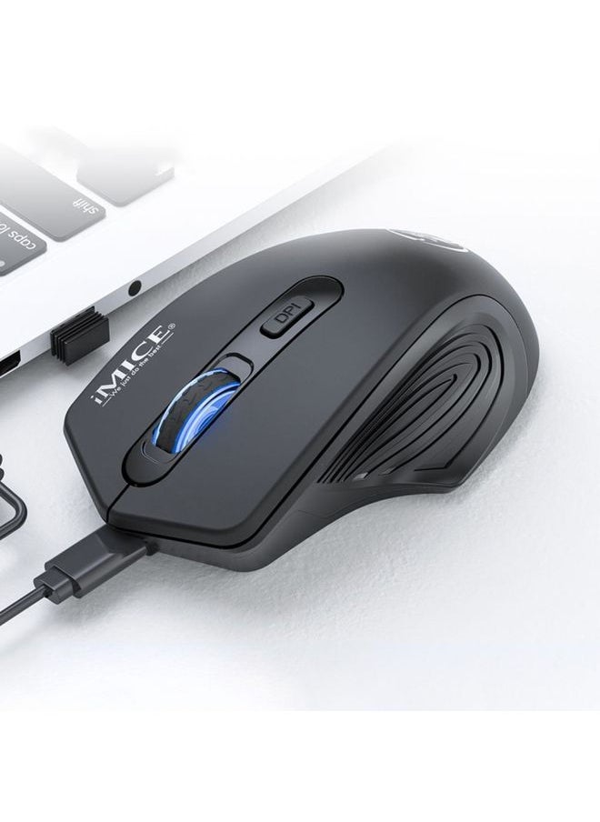 BURAQ iMICE G-1800 Rechargeable 4 Buttons 1600 DPI 2.4GHz & Bluetooth Silent Wireless Mouse for Computer PC Laptop (Black)  - Image 1