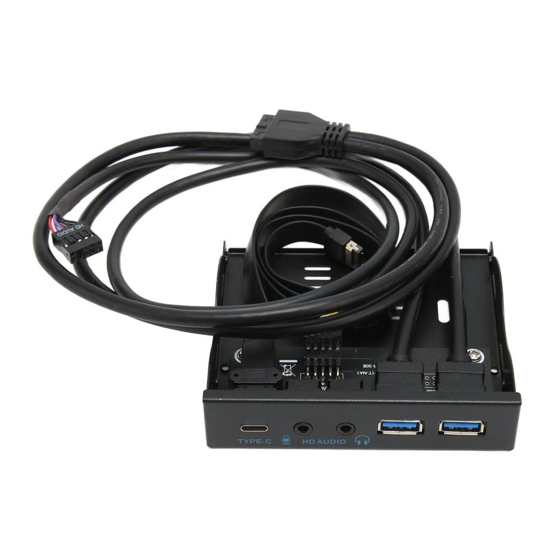 Front Panel USB 3.2 Hub 3.5in with USB-C 2 USB 3.0 Ports Audio - Iron Shell Durable Design - Floppy Drive Bay Adapter for Desktop PC Chassis - Image 3