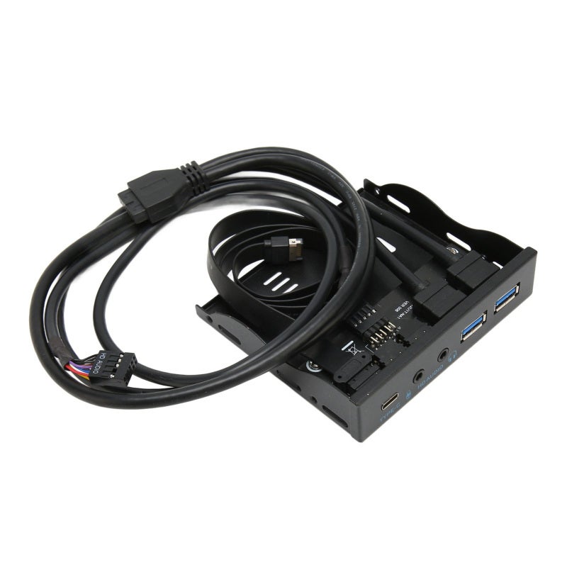 Front Panel USB 3.2 Hub 3.5in with USB-C 2 USB 3.0 Ports Audio - Iron Shell Durable Design - Floppy Drive Bay Adapter for Desktop PC Chassis - Image 4