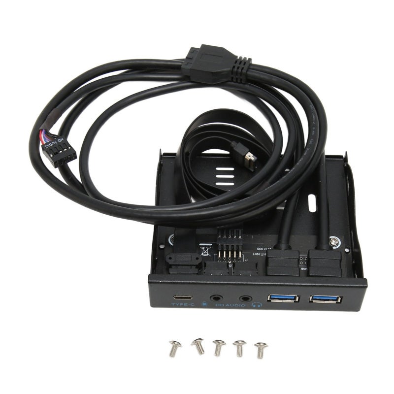 Front Panel USB 3.2 Hub 3.5in with USB-C 2 USB 3.0 Ports Audio - Iron Shell Durable Design - Floppy Drive Bay Adapter for Desktop PC Chassis - Image 1