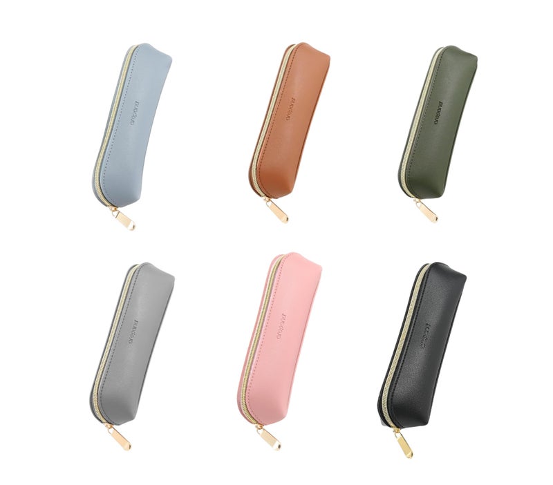 AROPANA Vegan Leather Pencil Case & Organizer | Portable Premium Zipper Pouch for School, Office & Travel | Multi-Use Storage for Stationery, Cosmetics & Makeup Brushes | 21 x 5 cm, Pink - Image 5