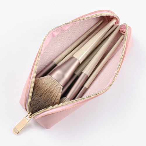 AROPANA Vegan Leather Pencil Case & Organizer | Portable Premium Zipper Pouch for School, Office & Travel | Multi-Use Storage for Stationery, Cosmetics & Makeup Brushes | 21 x 5 cm, Pink - Image 2