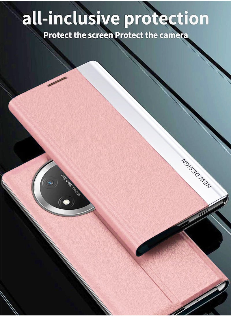 X-level Honor X9c Flip Case,Ultra Slim TPU Leather Full Body Protection Magnetic Stand Shockproof Phone Cover,Pink  - Image 4
