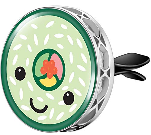 mEssentials Wild Essentials Enamel Finish Sushi Roll Aromatherapy Car Air Freshener Essential Oil Car Vent Diffuser With Vent Clip and 8 Color Refill Pads 