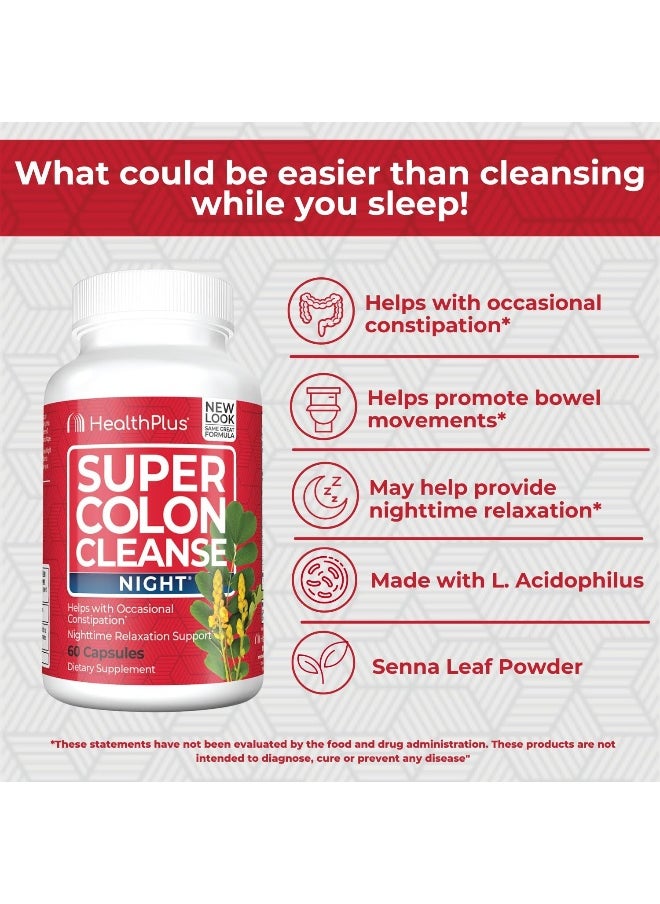 Health Plus Super Colon Cleanse, Night, 515 Mg, 60 Capsules  - Image 3