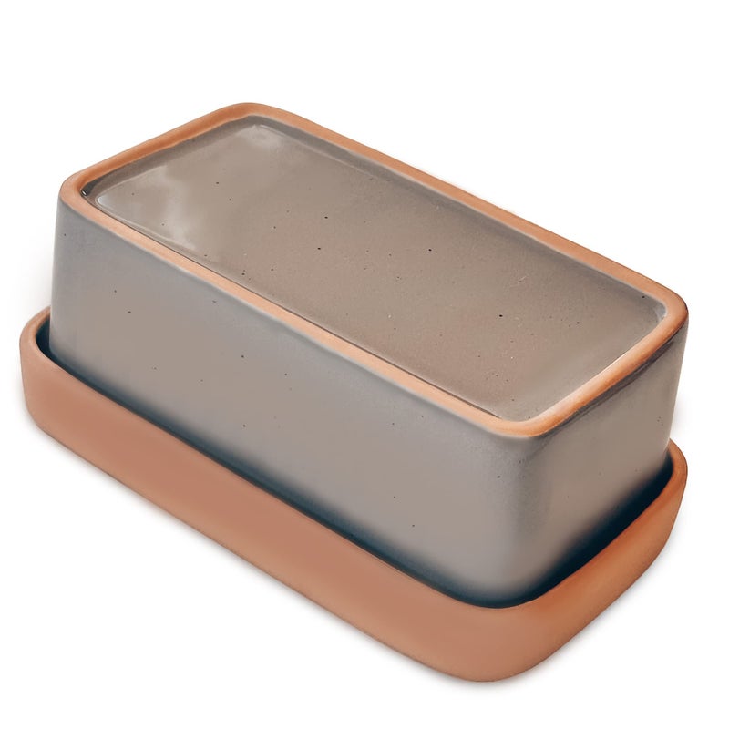 Mora Mora Ceramic TwoinOne Butter Dish with Lid Covered Butter Crock Container to Leave on Countertop  Large Storage KeeperHolder for Kitchen Gifts for Her Butter Tray For Counter  Sesame Milk 