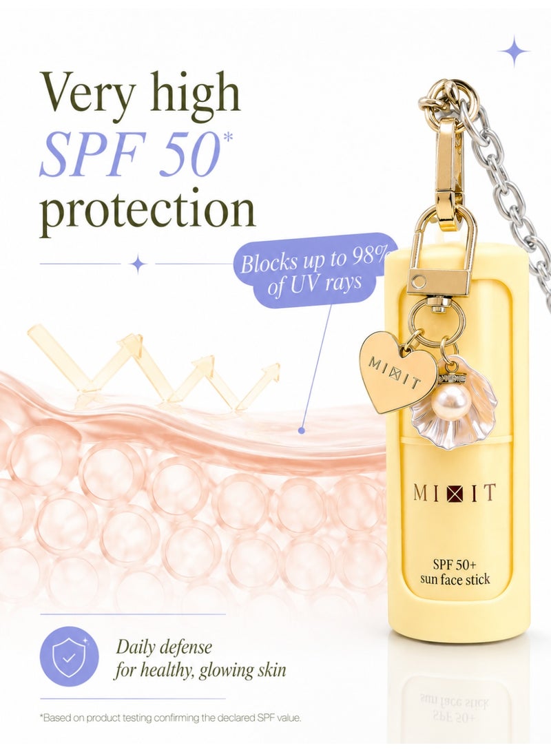 MIXIT SPF 50 Weightless Sun Protection Face Stick with Charm Bag, Easy to apply, 15g - Image 4
