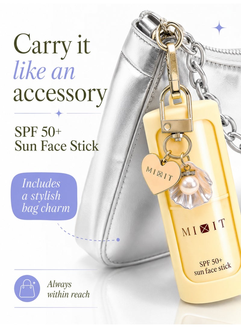 MIXIT SPF 50 Weightless Sun Protection Face Stick with Charm Bag, Easy to apply, 15g - Image 3