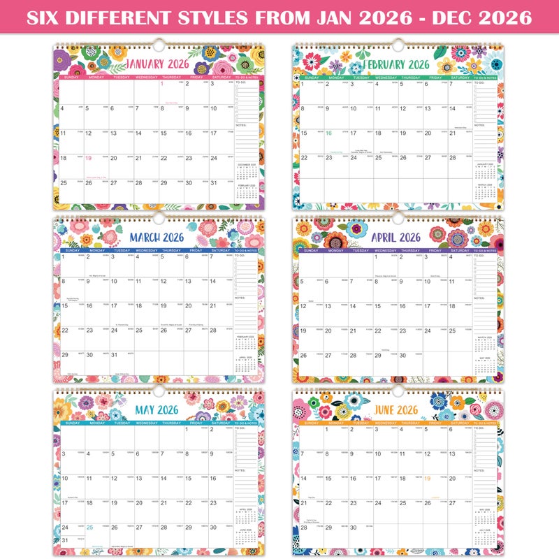 Artfan 2026 Calendar - 2026 Wall Calendar, 15" x 11.5", JAN.2026 -DEC.2026, 12 Monthly Wall Calendar 2026, Hanging Hook - Clorful Floral - Image 5