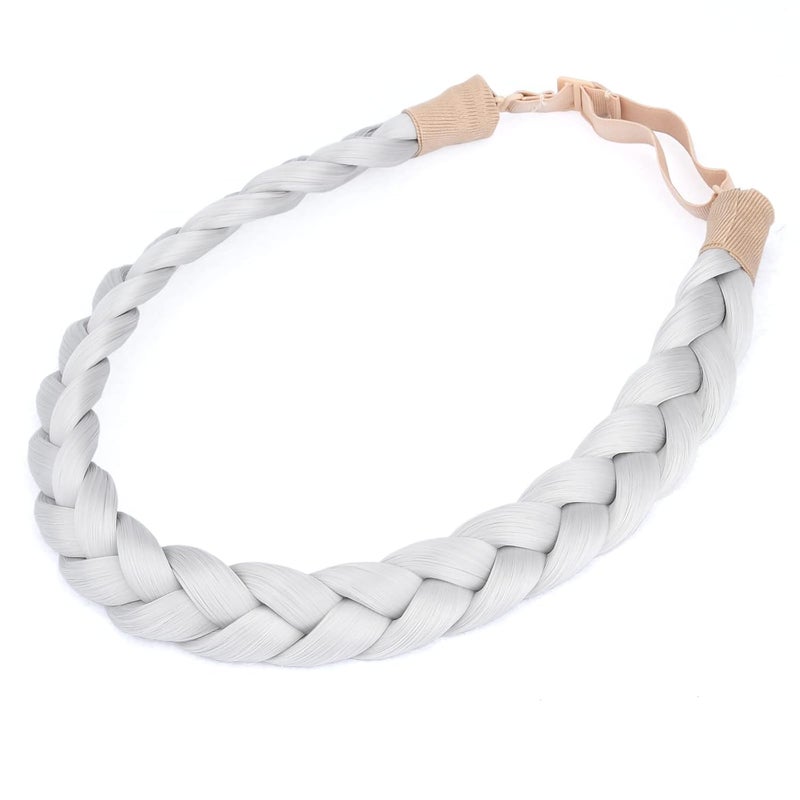 DIGUAN Synthetic Hair Braided Headband Classic Chunky Wide Plaited Braids Elastic Stretch Hairpiece Women Girl Beauty accessory 55g aHairBeauty Light Gray